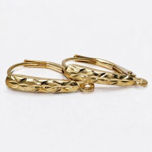 14kt Yellow Gold Diamond Cut Accent Lever back Earring Top Dangle Findings Pair